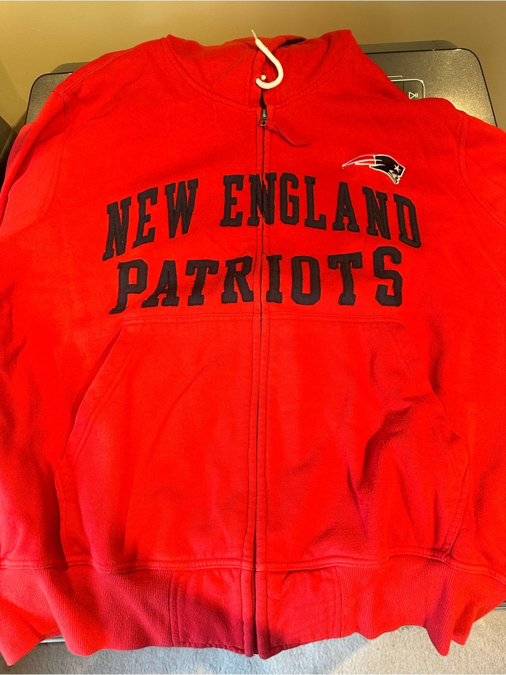 NFL Red New England Patriots Adults Zip-Up Hoodie